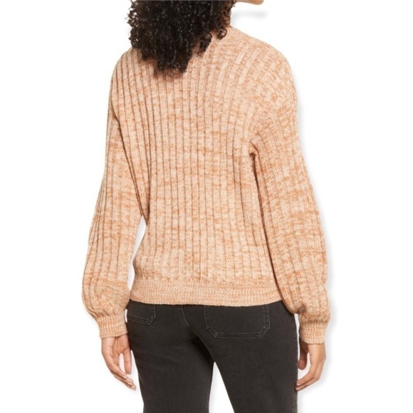 New Blank NYC Heather Ribbed Crew Neck Knit Sweater in Toffee - Picture 3 of 12